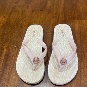 Michael Kors Peach Logo Flip Flops